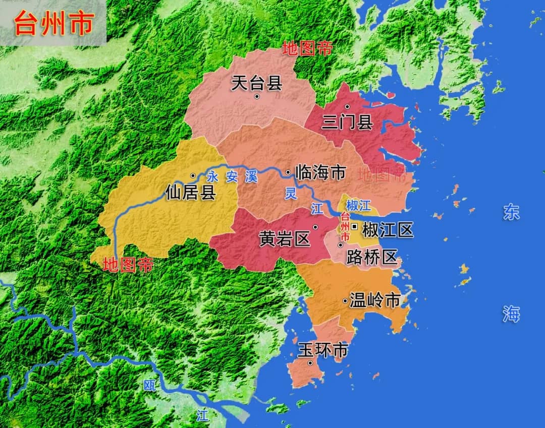 台州地形地图