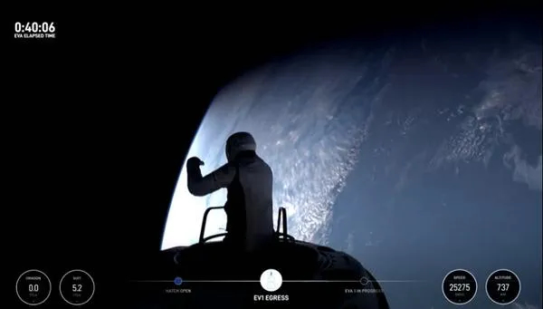 spacex今天完成了商业宇航员太空出舱的计划